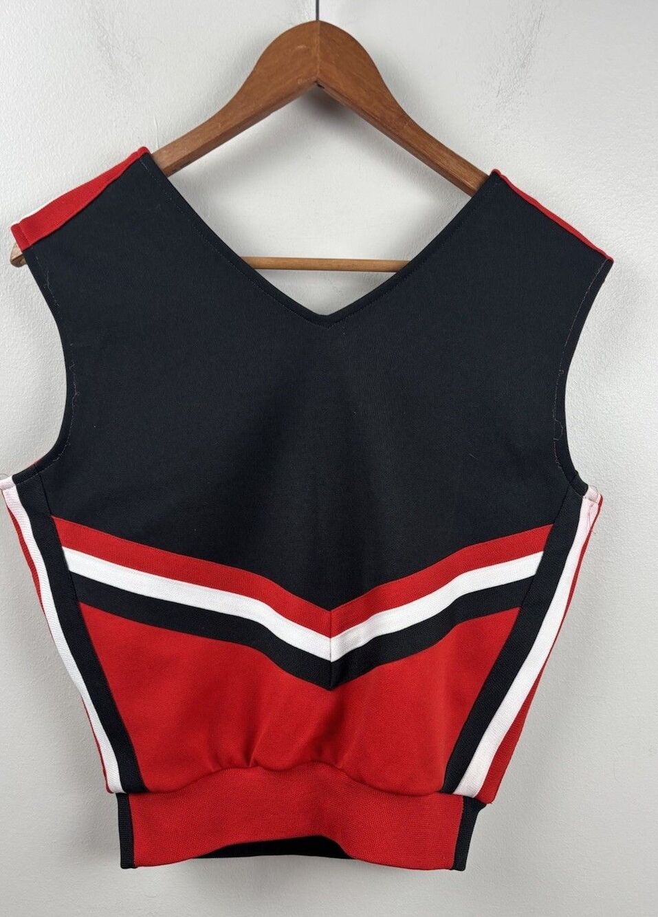 Vtg 80’s VARSITY Red/Black School Cheerleader Uniform Top & Skirt Cheer Costume - Picture 4 of 10